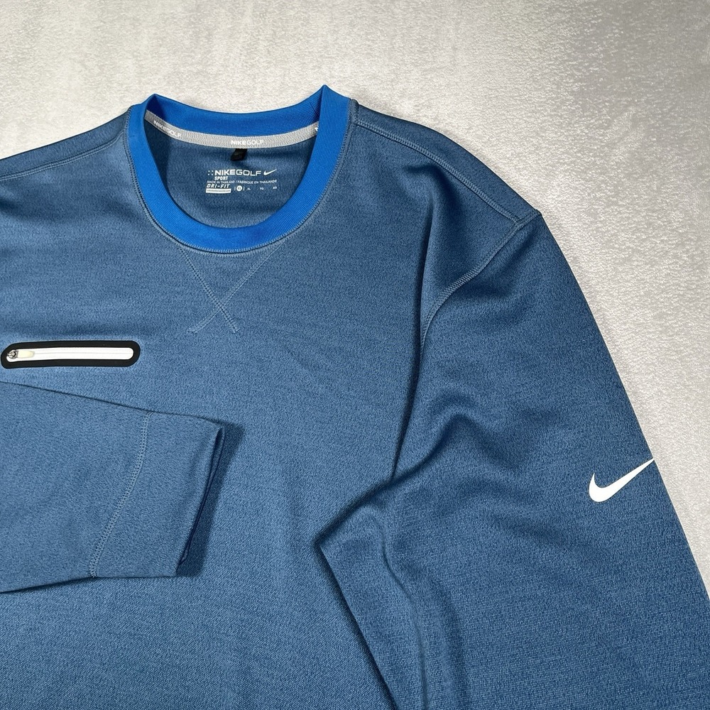 Nike Golf Sport Long Sleeve Crew Neck Sweatshirt Men XL DRI-FIT Zipper Pocket - Picture 4 of 10